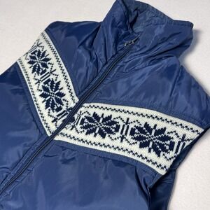ANTLER Vest Small Blue Down Puffer Insulated Winter Sweater VINTAGE 80s